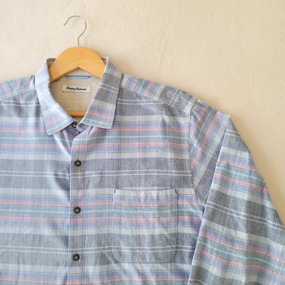 Tommy Bahama Lightweight Cord Plaid Long-Sleeve Button-Up Shirt SIZE Extra Large